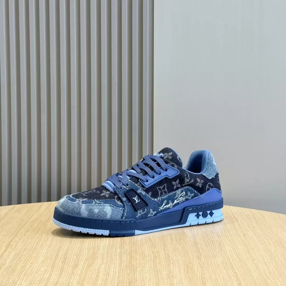 LV Trainer Sneaker Blue Monogram Denim - LSVT280