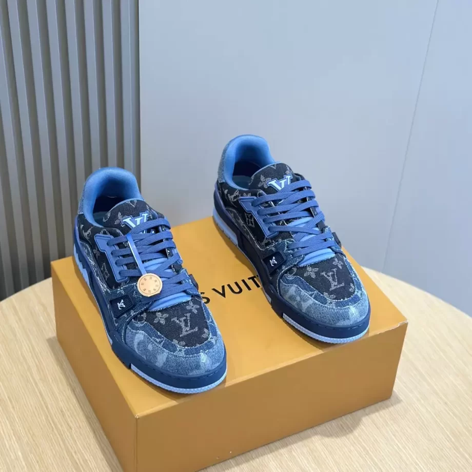 LV Trainer Sneaker Blue Monogram Denim - LSVT280