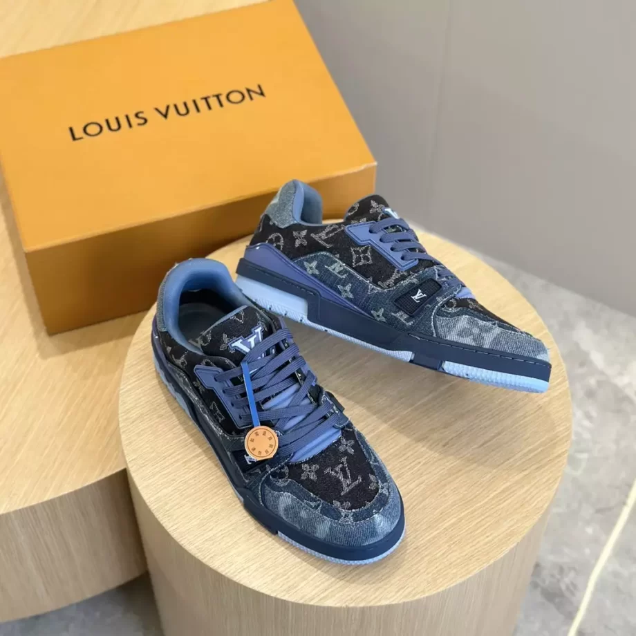 LV Trainer Sneaker Blue Monogram Denim - LSVT280