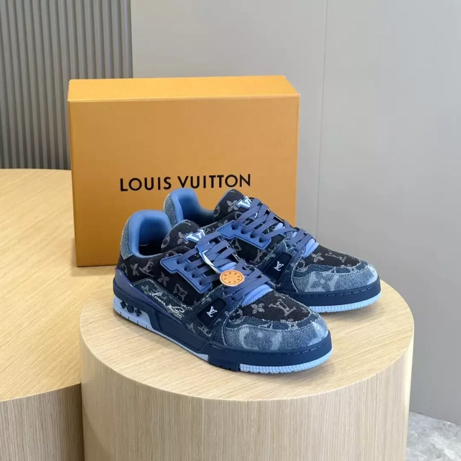 LV Trainer Sneaker Blue Monogram Denim - LSVT280