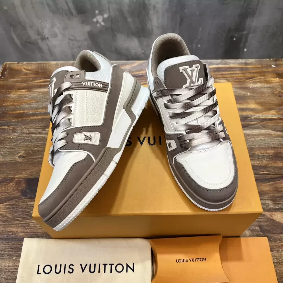 LV Trainer Sneaker Taupe Brown Nubuck and Grained Leather - LSVT290