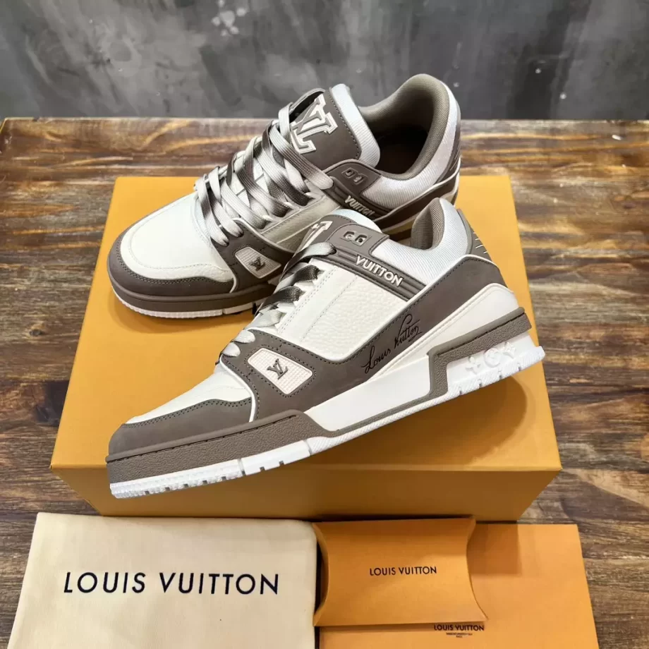 LV Trainer Sneaker Taupe Brown Nubuck and Grained Leather - LSVT290